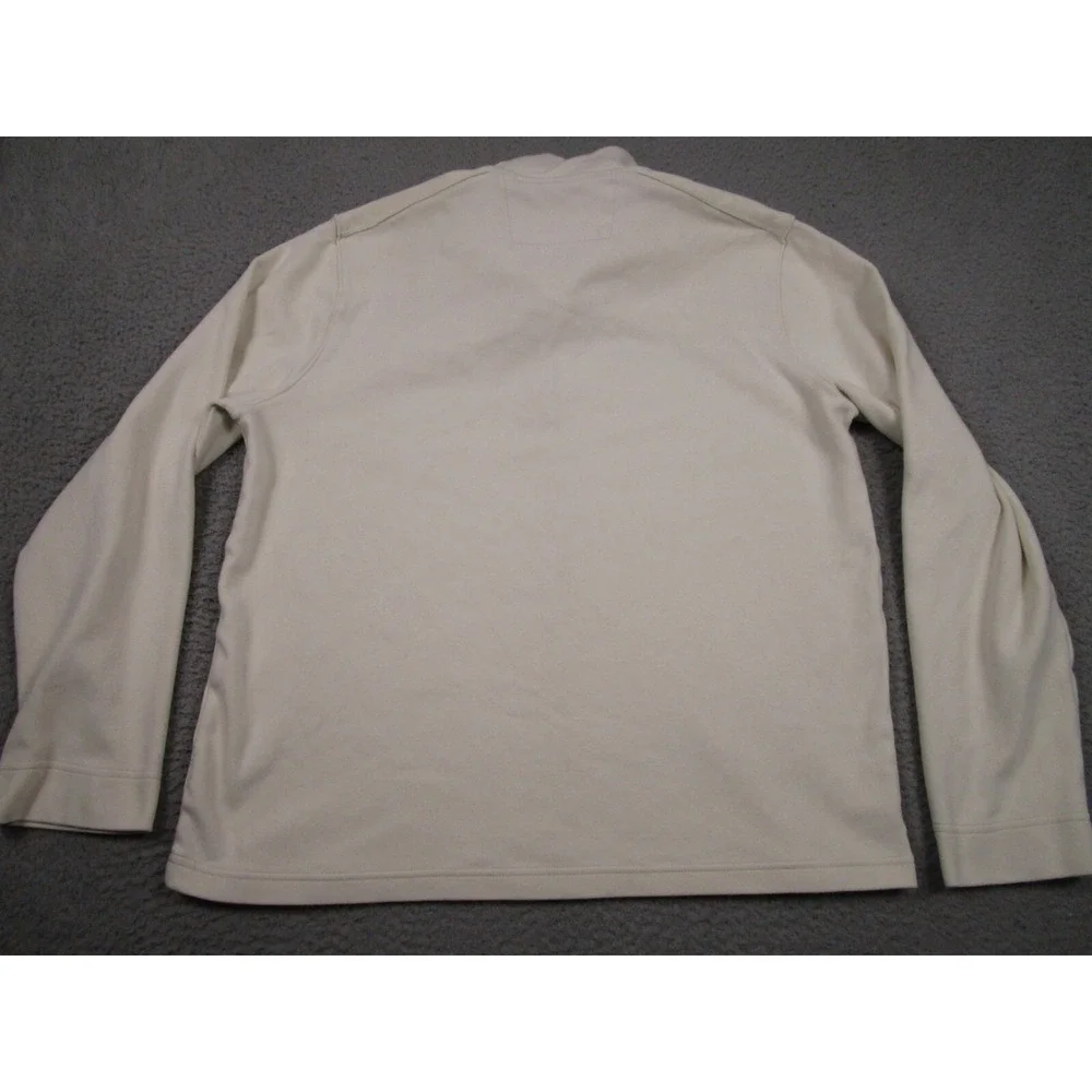 Banana Republic Sweater Mens XL Beige Preppy Casual Stripes‎ Long Sleeve 1/4 Zip